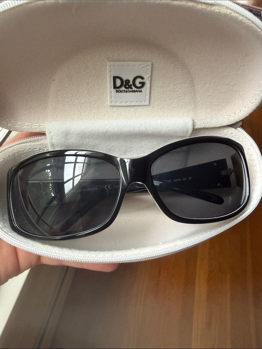 D&G Black Gloss Oversized Sunglasses with Dark Lenses and Case